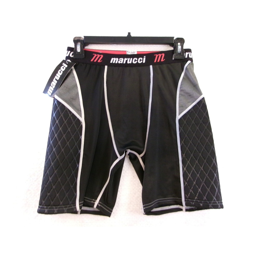 Marucci‎ Sliding Shorts Mens XL Black New Padded Compression Baseball MASL-BK